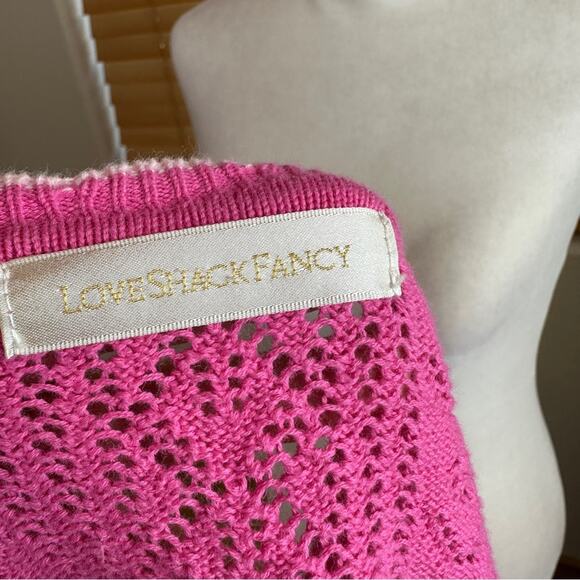 LoveShackFancy Pink Knit Flower Appliqué Pocket Cardigan Sweater. ⭐️Rare.⭐️ - Picture 12 of 13